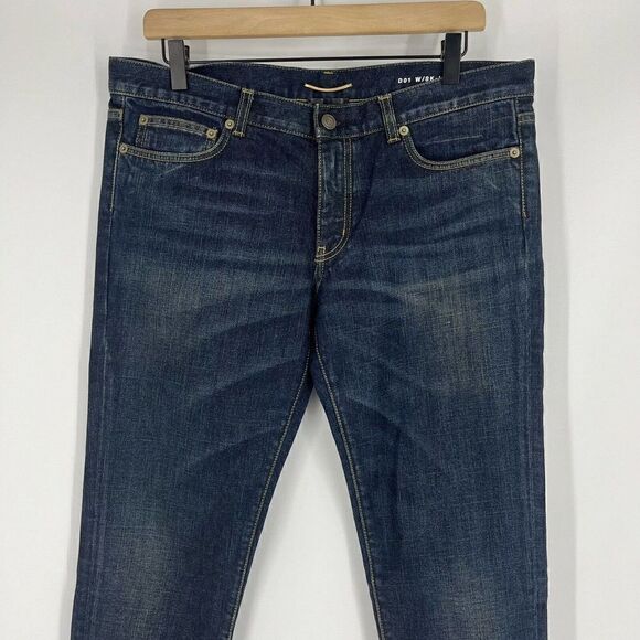 Saint Laurent Jeans Size 33 Womens D01 W/SK-LW Skinny Stretch Denim Dark Wash - Picture 2 of 11